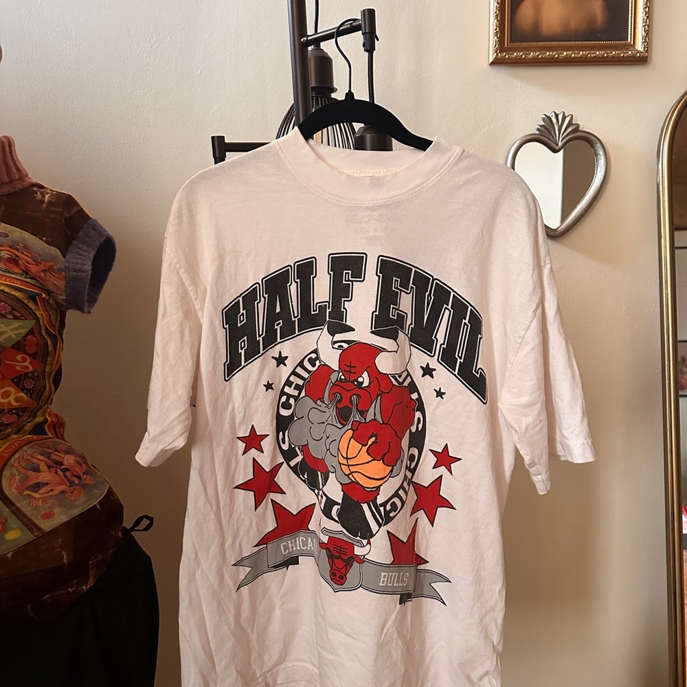 Half Evil Chicago Bulls White Graphic Tee